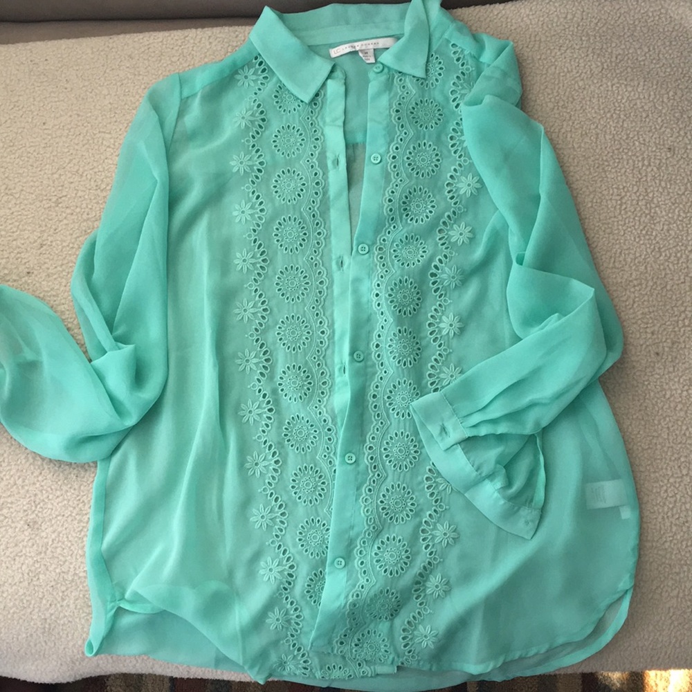 Lauren Conrad Sheer Button-up